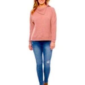 Nordstrom Democracy Split Neck Sweater Pink  Women's Size Large New with Tags SO